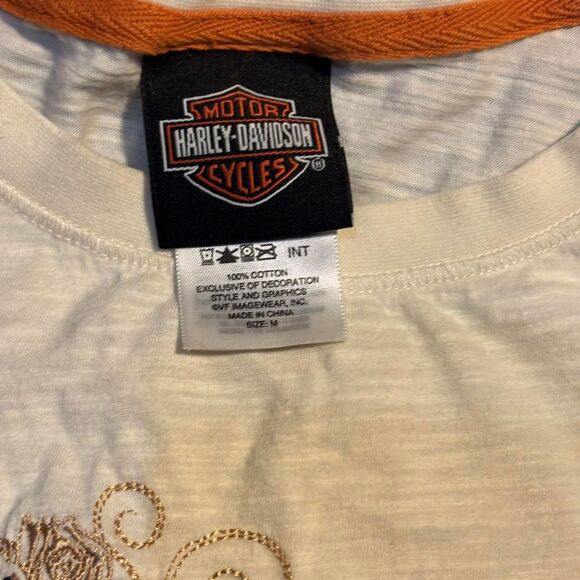 Harley Davidson Women's Cream Baby Tee - Picture 3 of 6